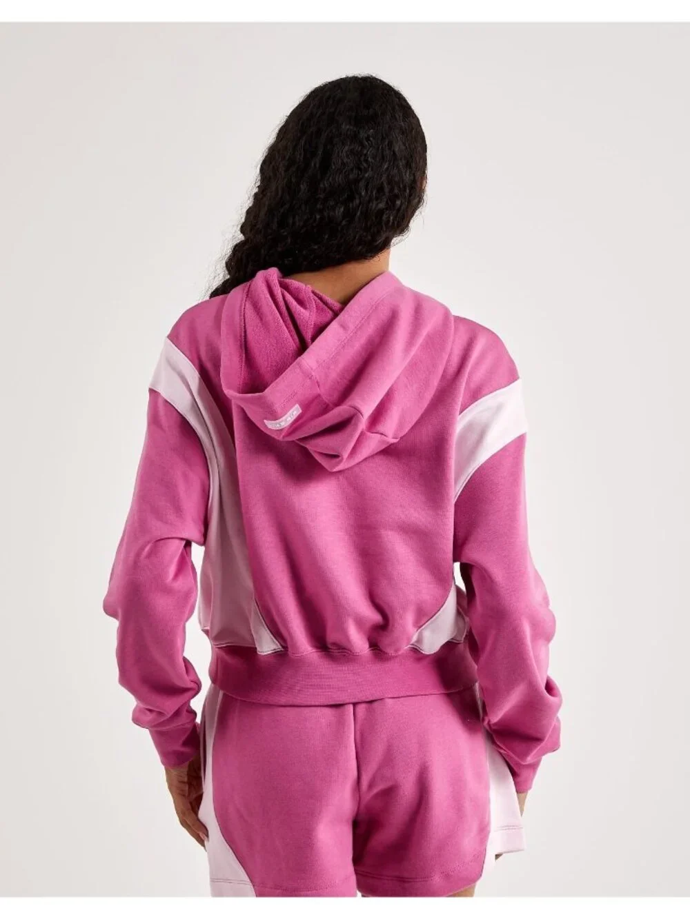 Nike Air Oversized Fit Women's Cropped Fleece Hoodie PINK DV8048-665 NWT - Picture 2 of 3